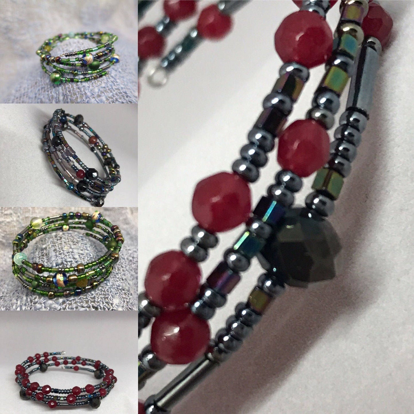 Wrap bracelet,mixed media wrist wrap bangle