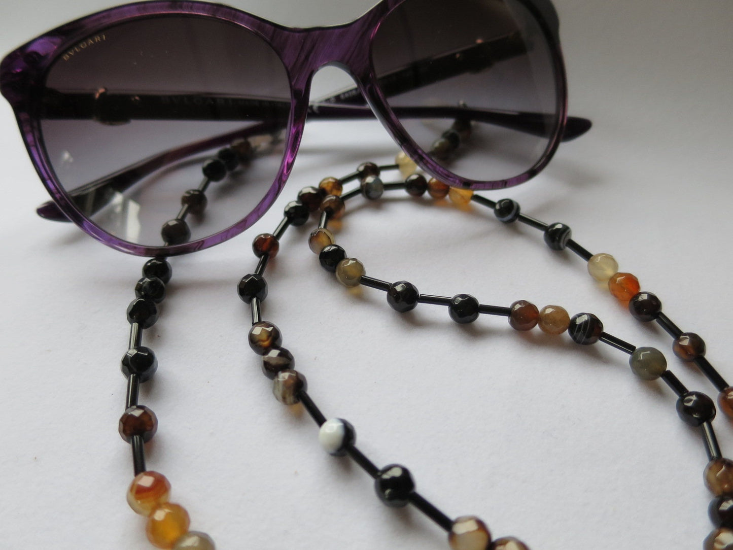 Agate beaded eyeglass chain for readers or sunglasses