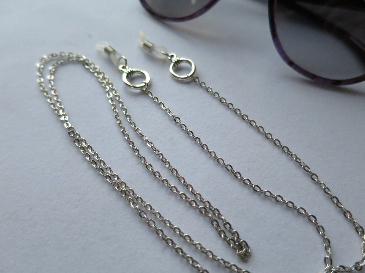 silver eyeglass chain for readers or sunglasses