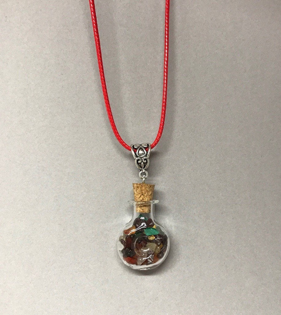 Good fortune charm bottle necklace.