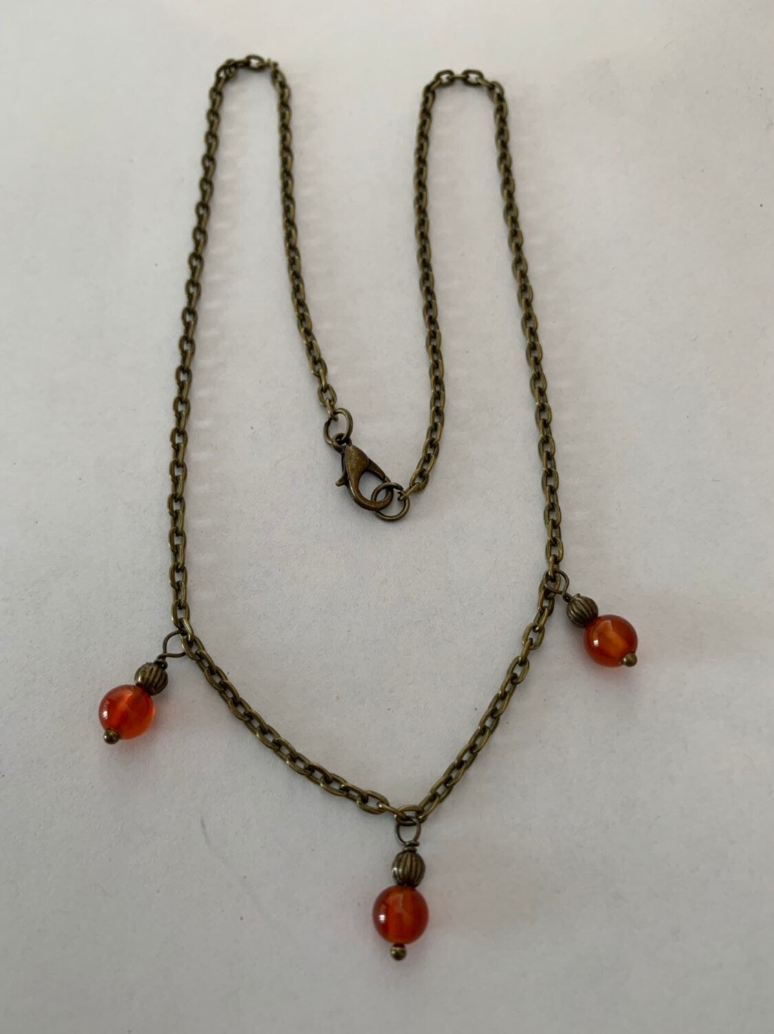 Antique bronze carnelian necklace