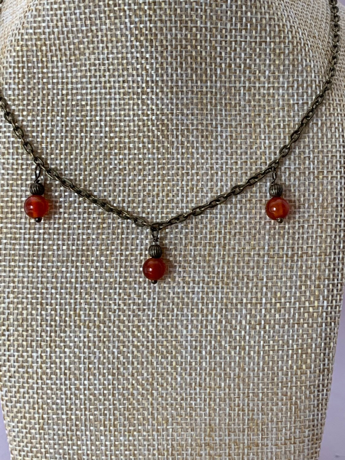 Antique bronze carnelian necklace