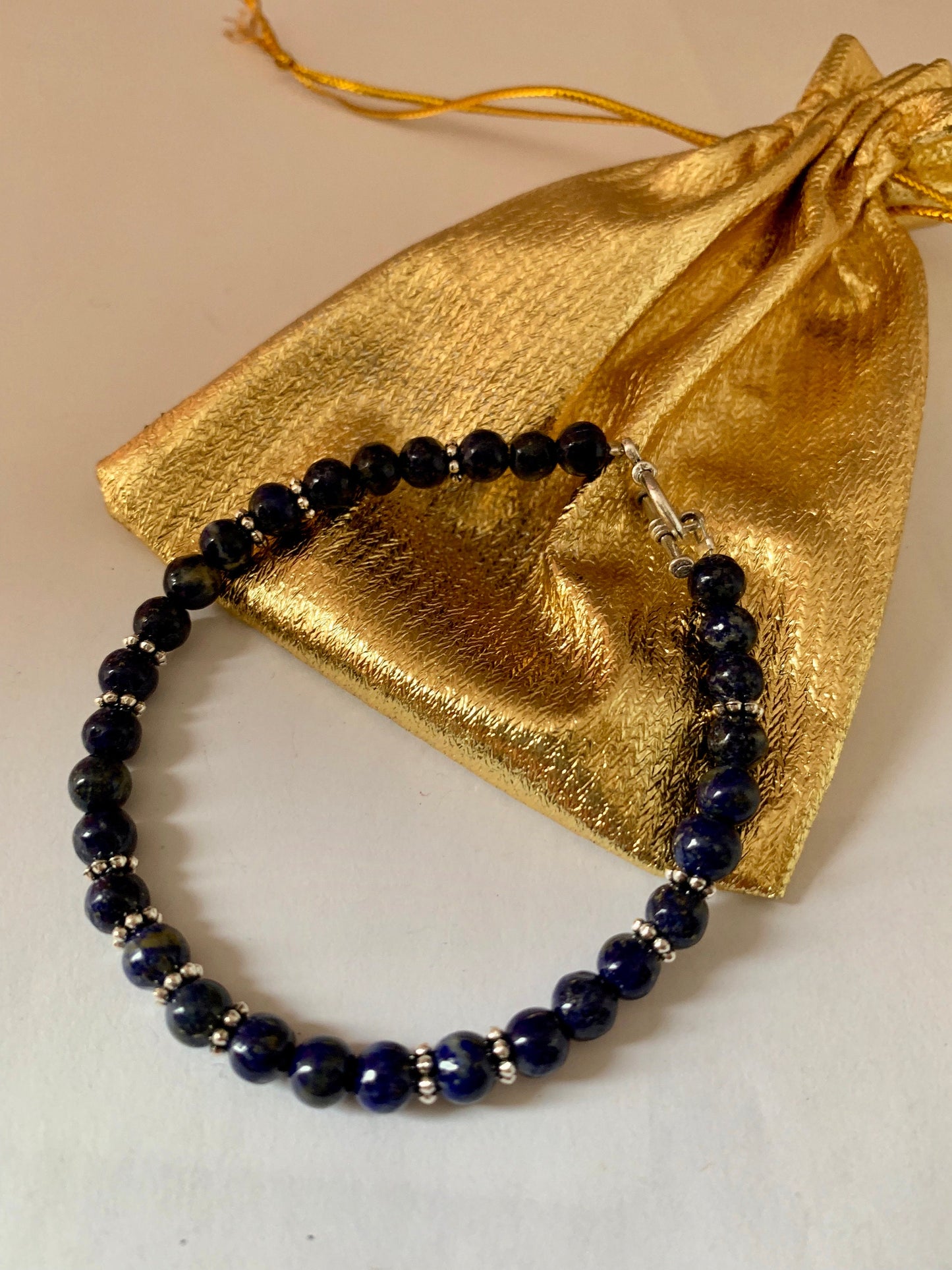 Lapis lazuli and silver bracelet