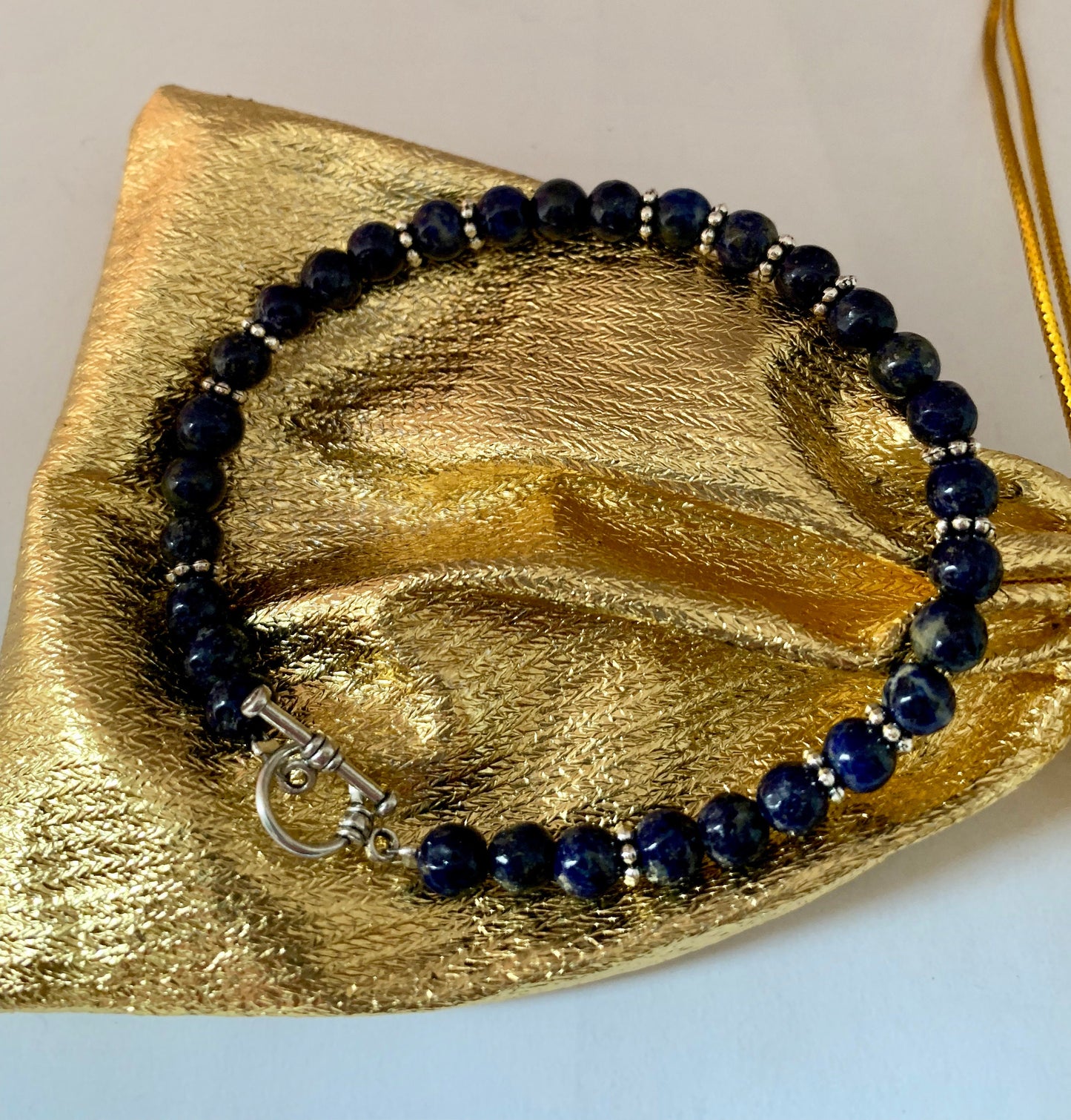 Lapis lazuli and silver bracelet