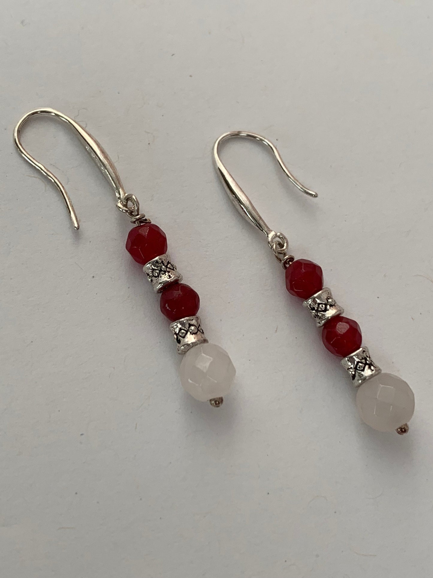 Pink and red quartz drop earrings