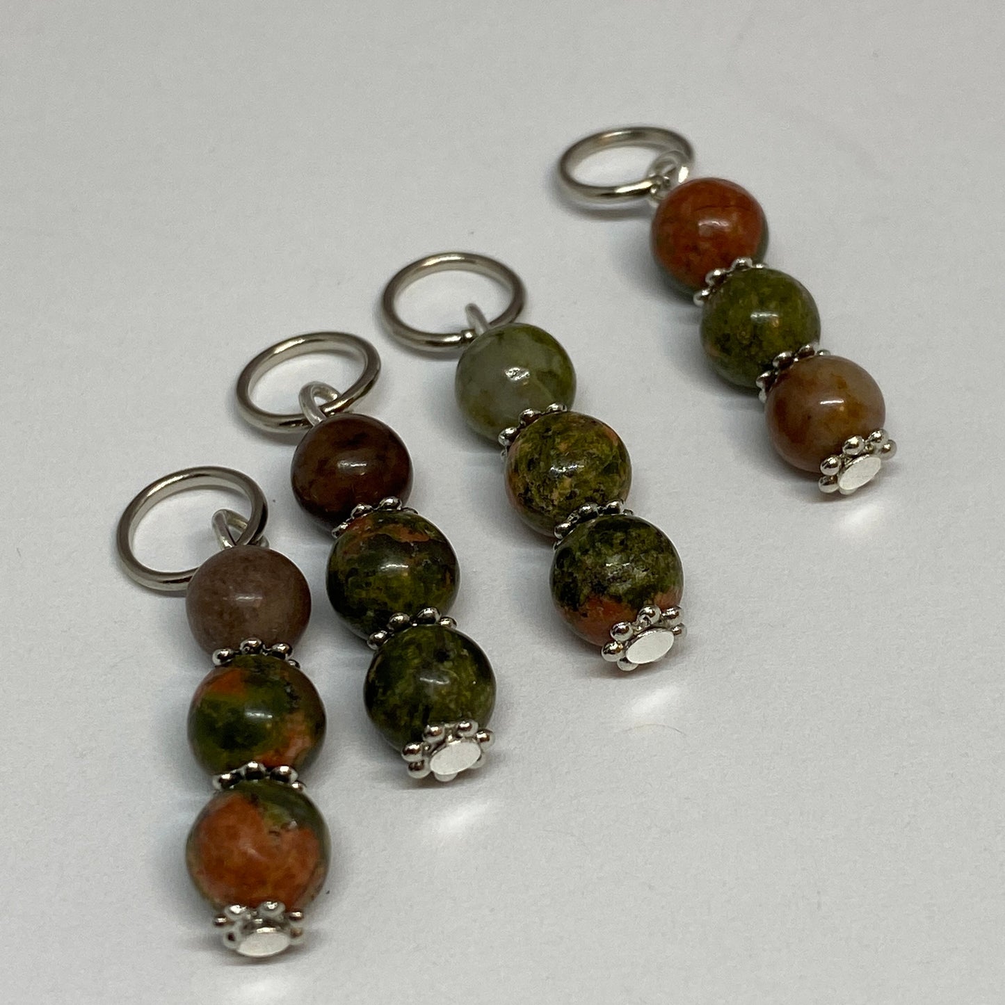 Luxury stitch markers with earth toned jasper beads