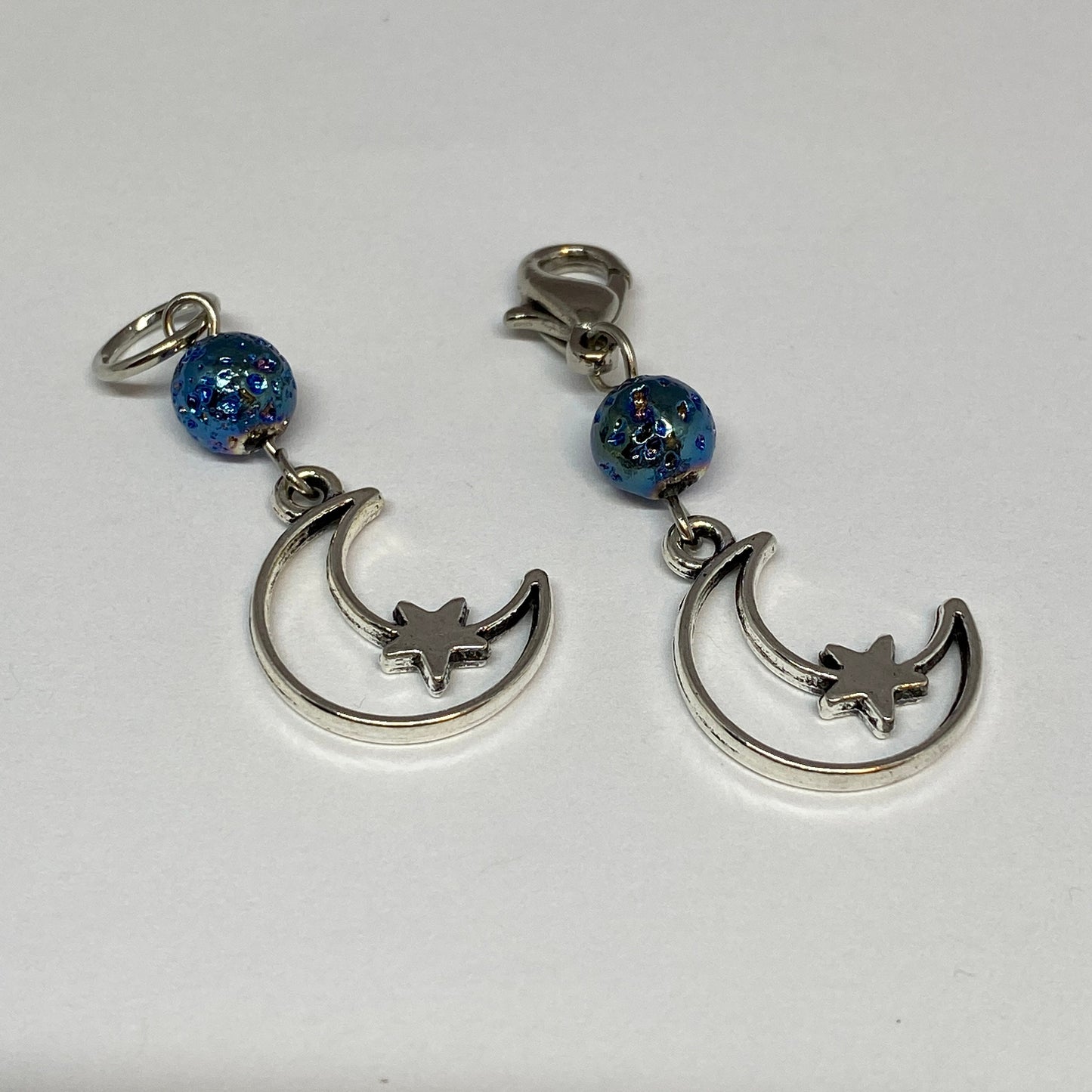 Moon and star celestial stitch markers
