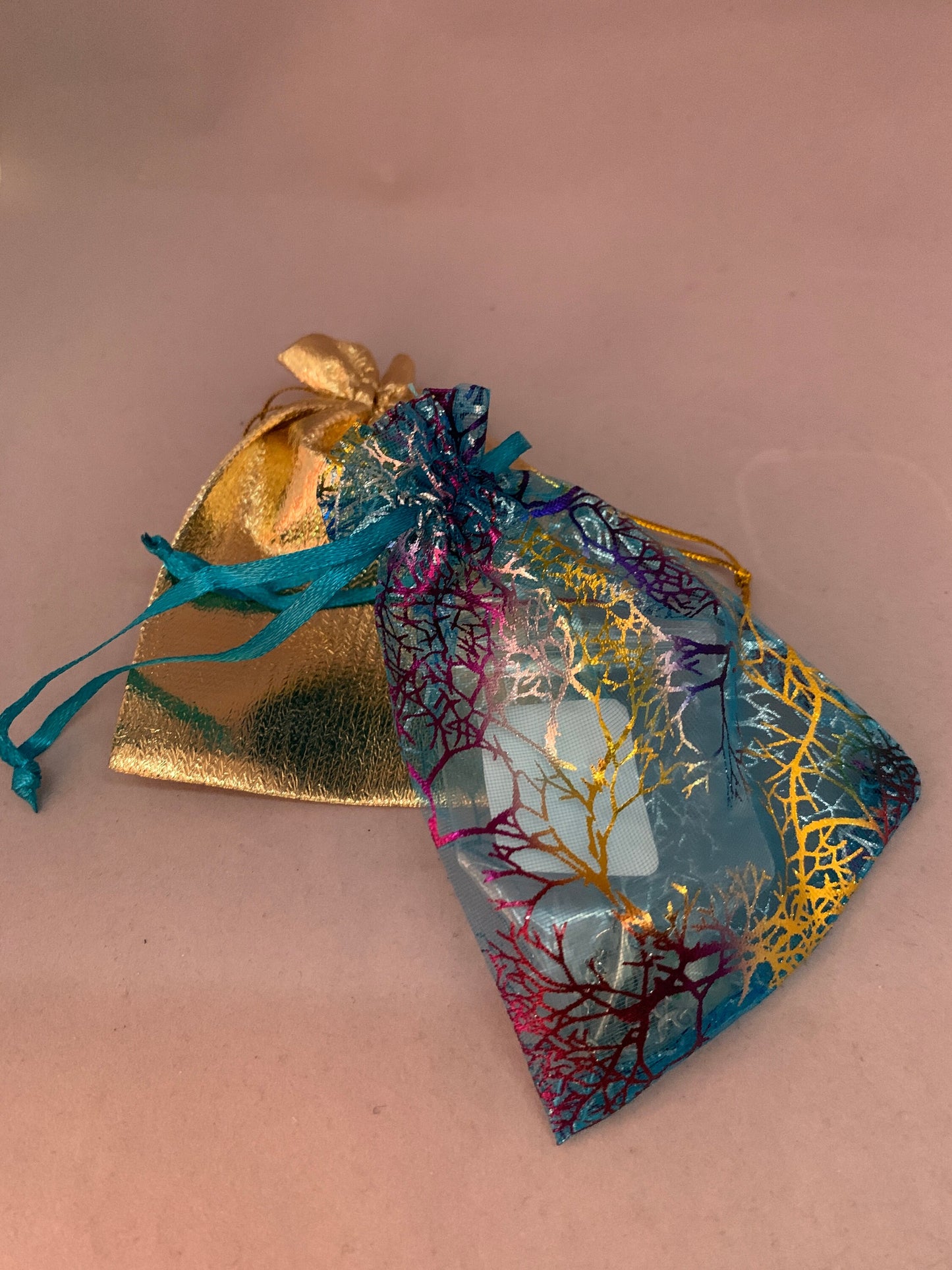 Iridescent blue stitch markers