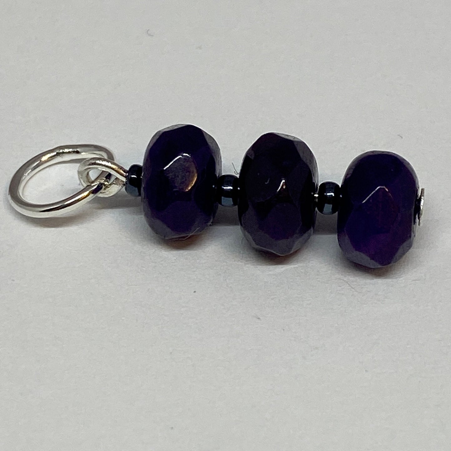 Purple stitch markers,faceted agate beads