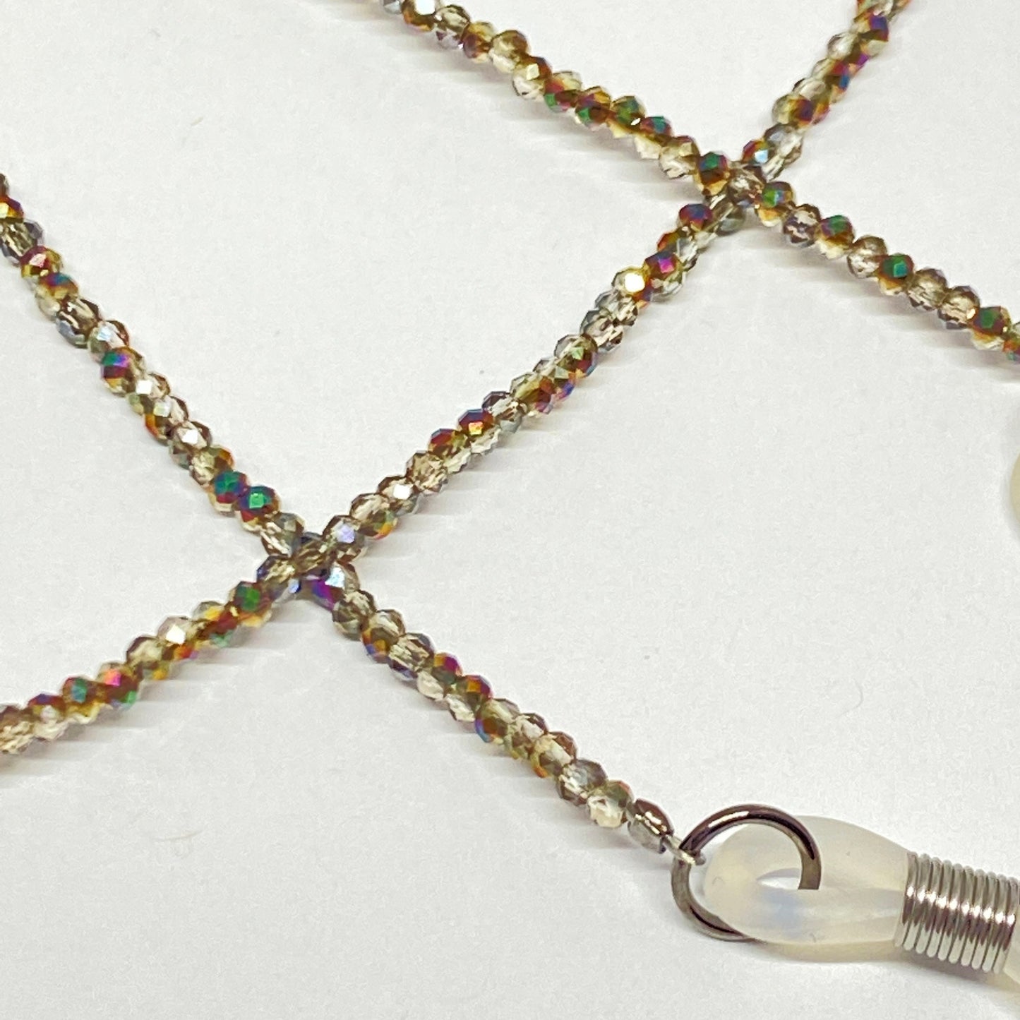 Grey crystal beaded eyeglass chain