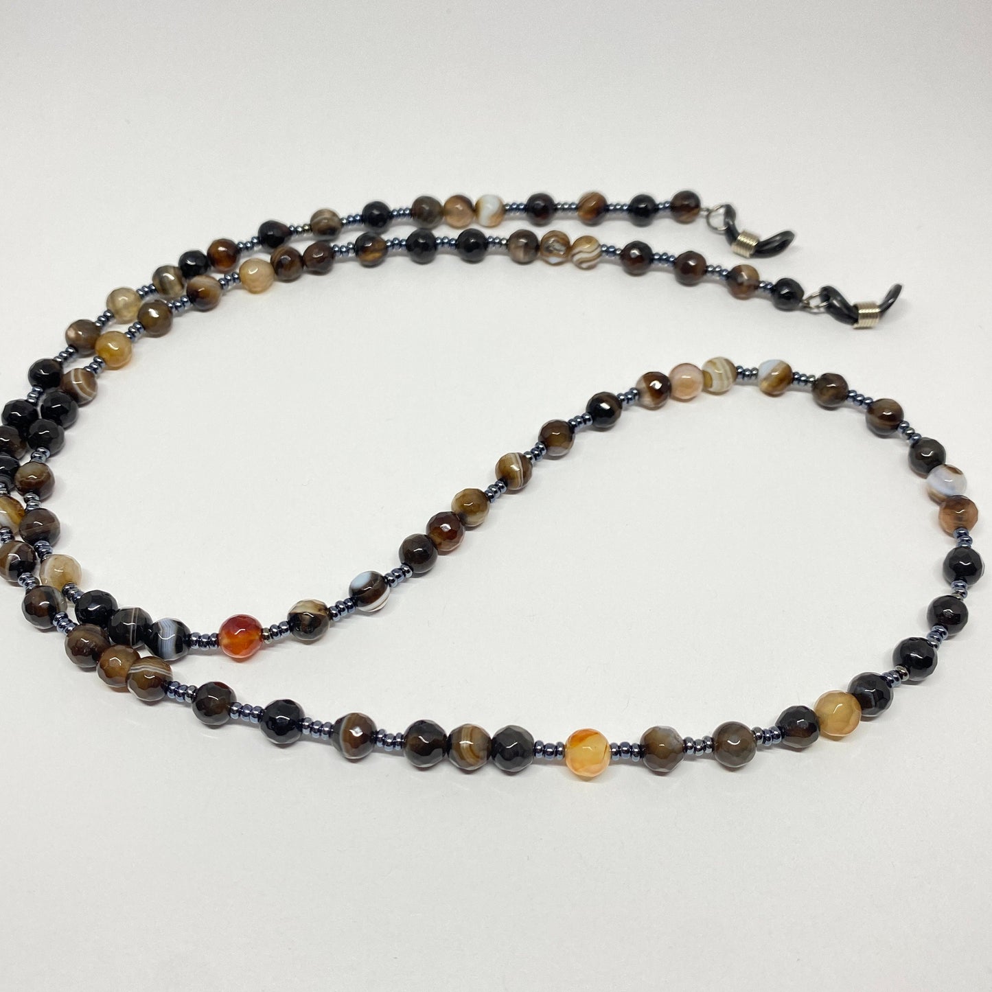 Earth toned agate bead eyeglass chain for readers or sunglasses.