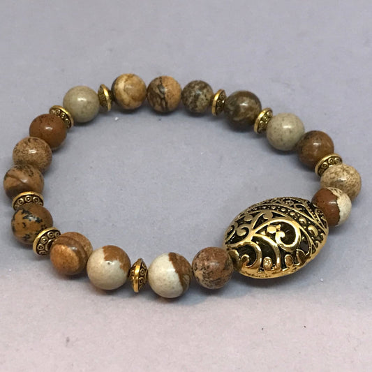 Picture jasper mala bracelet