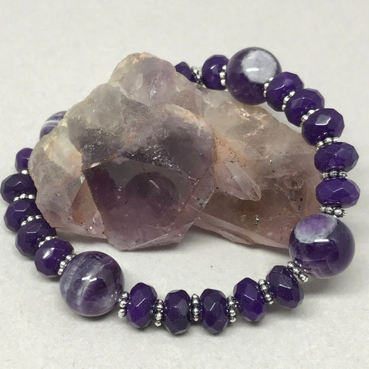 Amethyst and purple jade bracelet