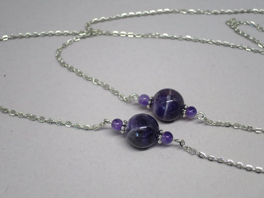 Amethyst and silver eyeglass chain