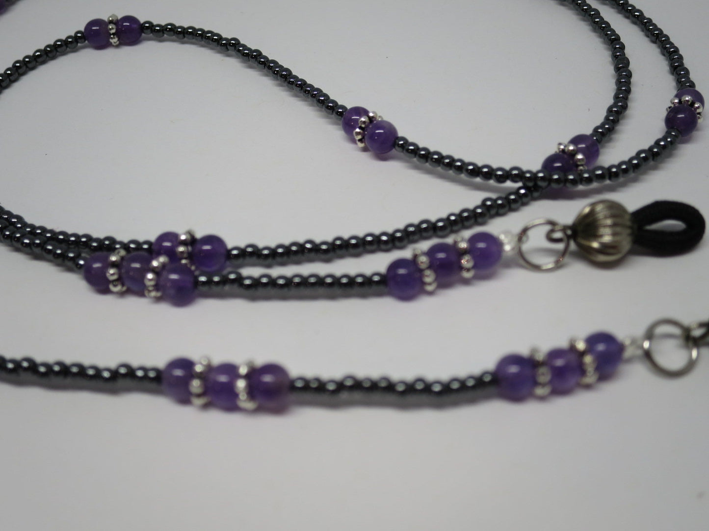 Genuine amethyst eyeglass chain