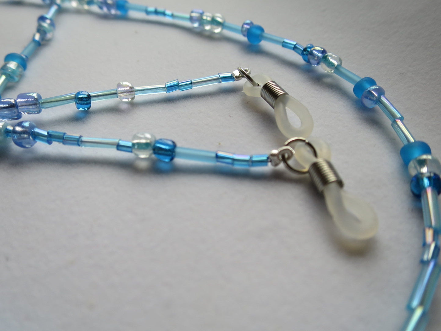 Sky blue eyeglass chain for readers or sunglasses