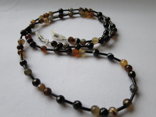 Agate beaded eyeglass chain for readers or sunglasses