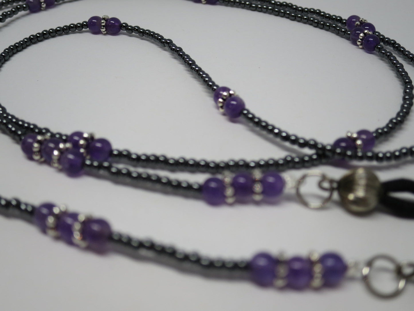 Genuine amethyst eyeglass chain