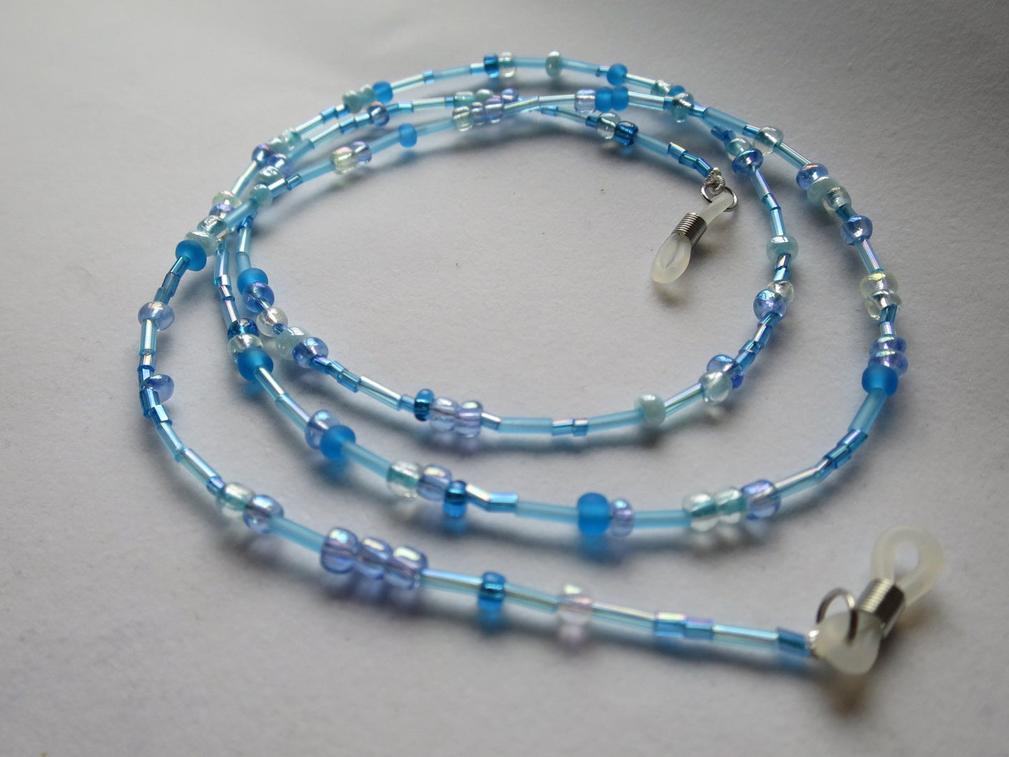 Sky blue eyeglass chain for readers or sunglasses