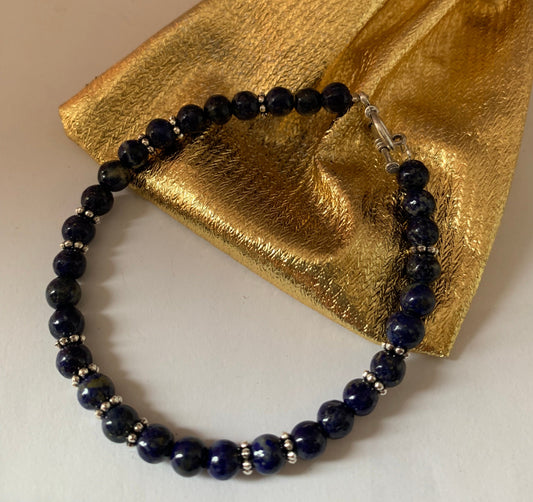 Lapis lazuli and silver bracelet