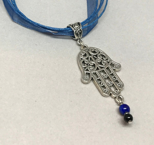 Lapis lazuli Fatima hand necklace