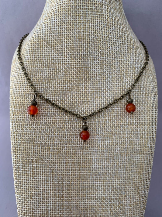 Antique bronze carnelian necklace