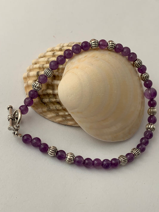 Natural Amethyst toggle clasp bracelet