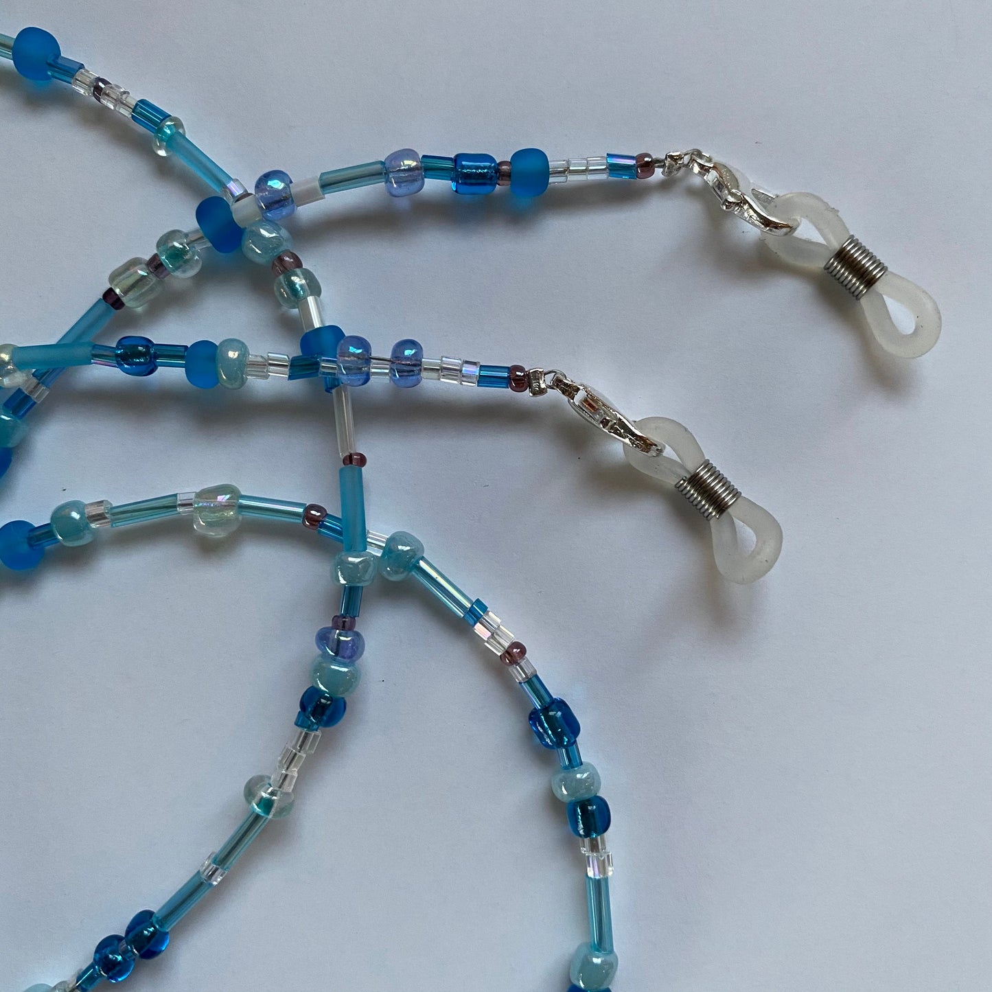 Sky blue eyeglass chain for readers or sunglasses