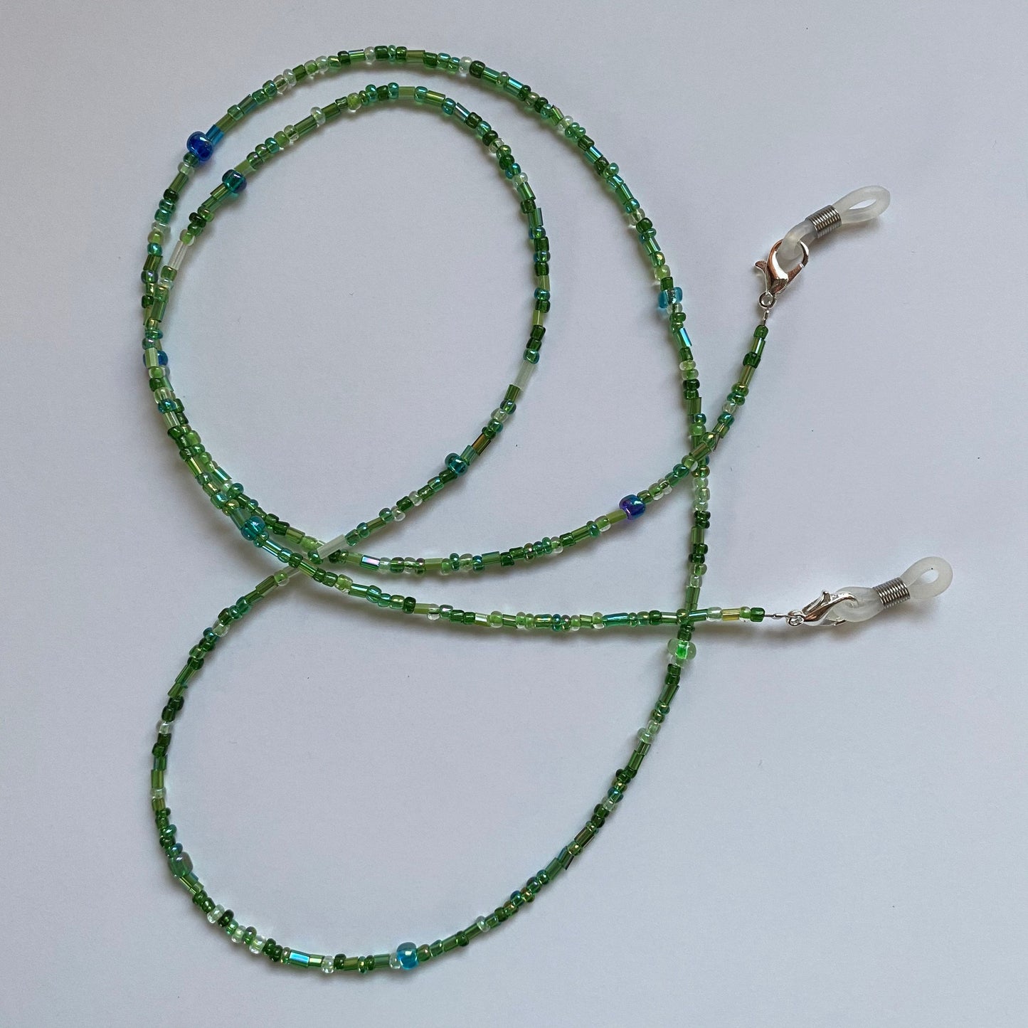 Spring shades of green eyeglass chain