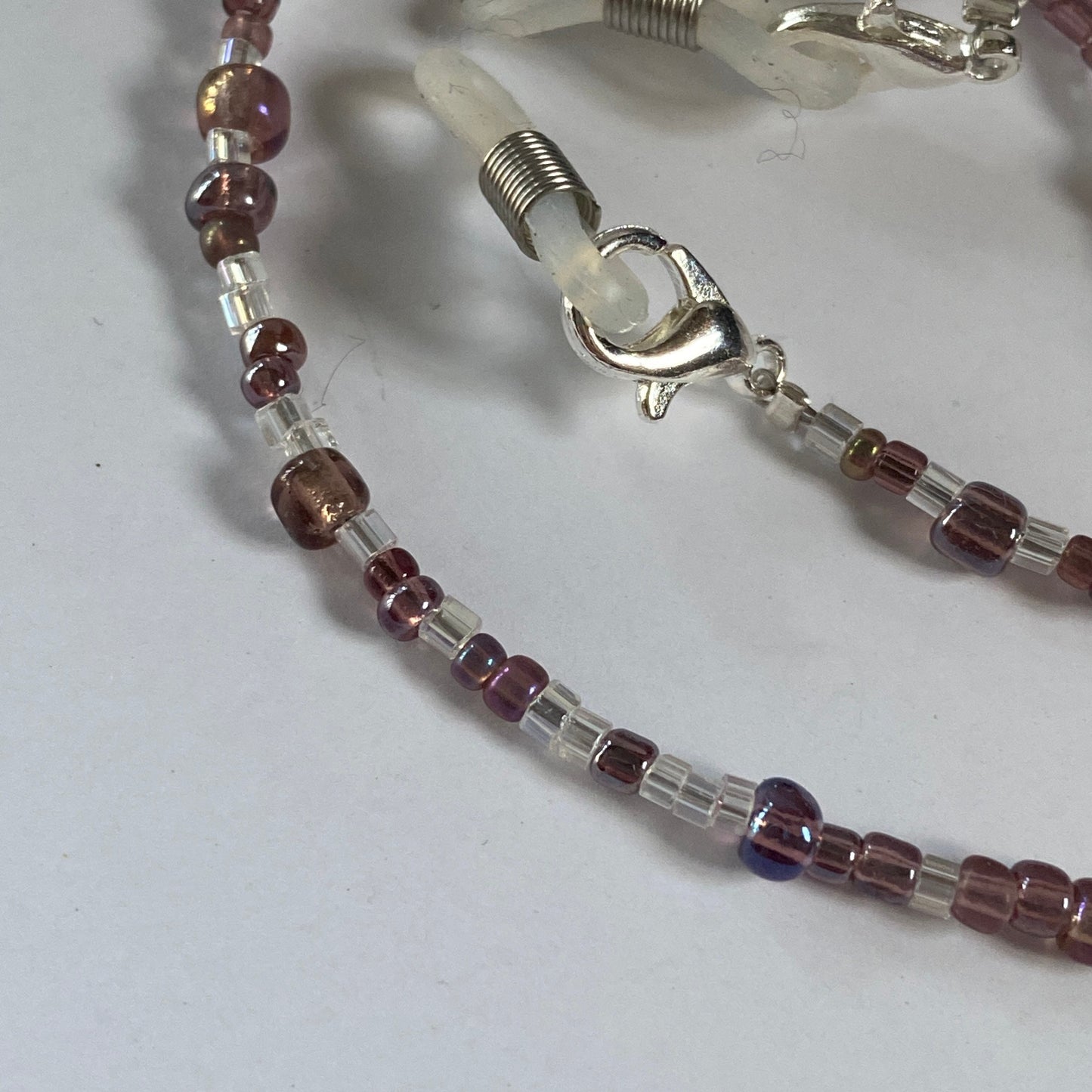 Purple beaded eyeglass chain