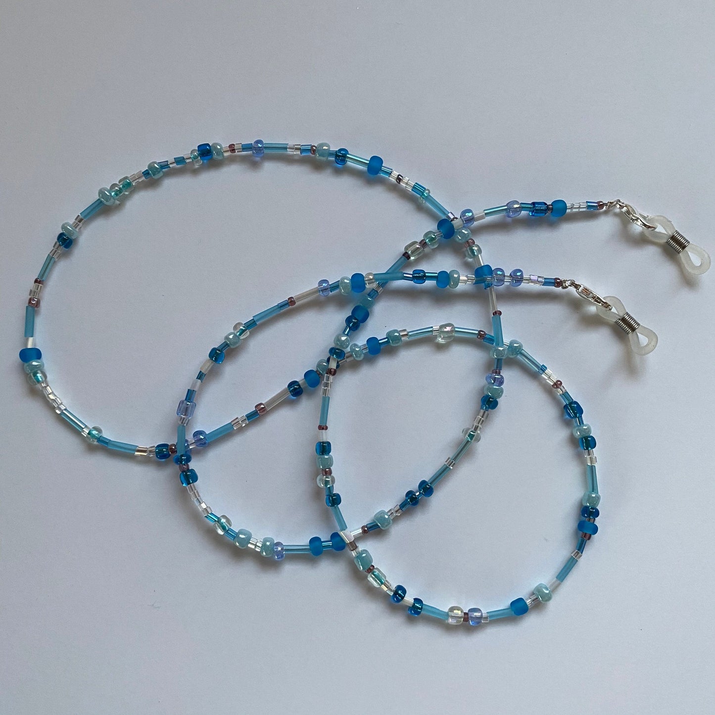 Sky blue eyeglass chain for readers or sunglasses