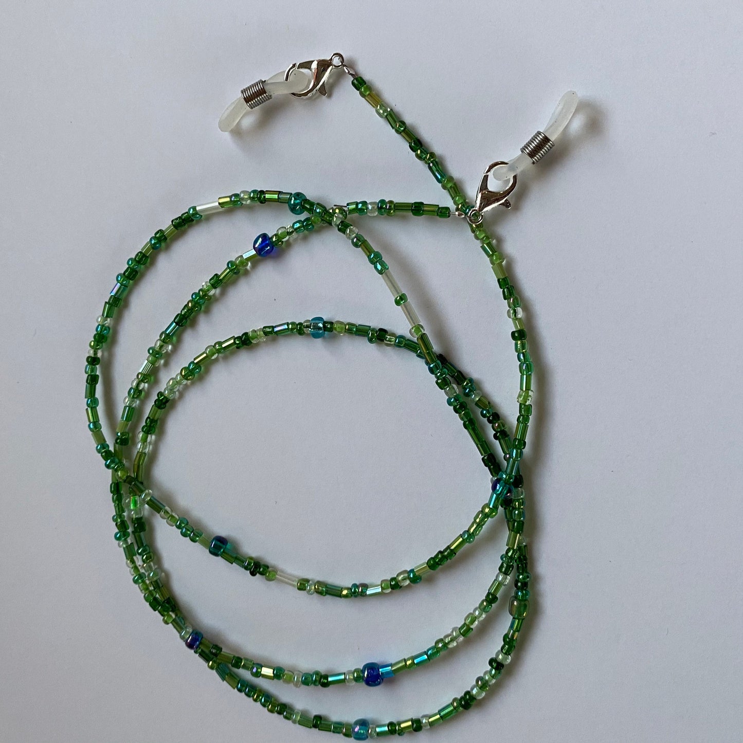 Spring shades of green eyeglass chain