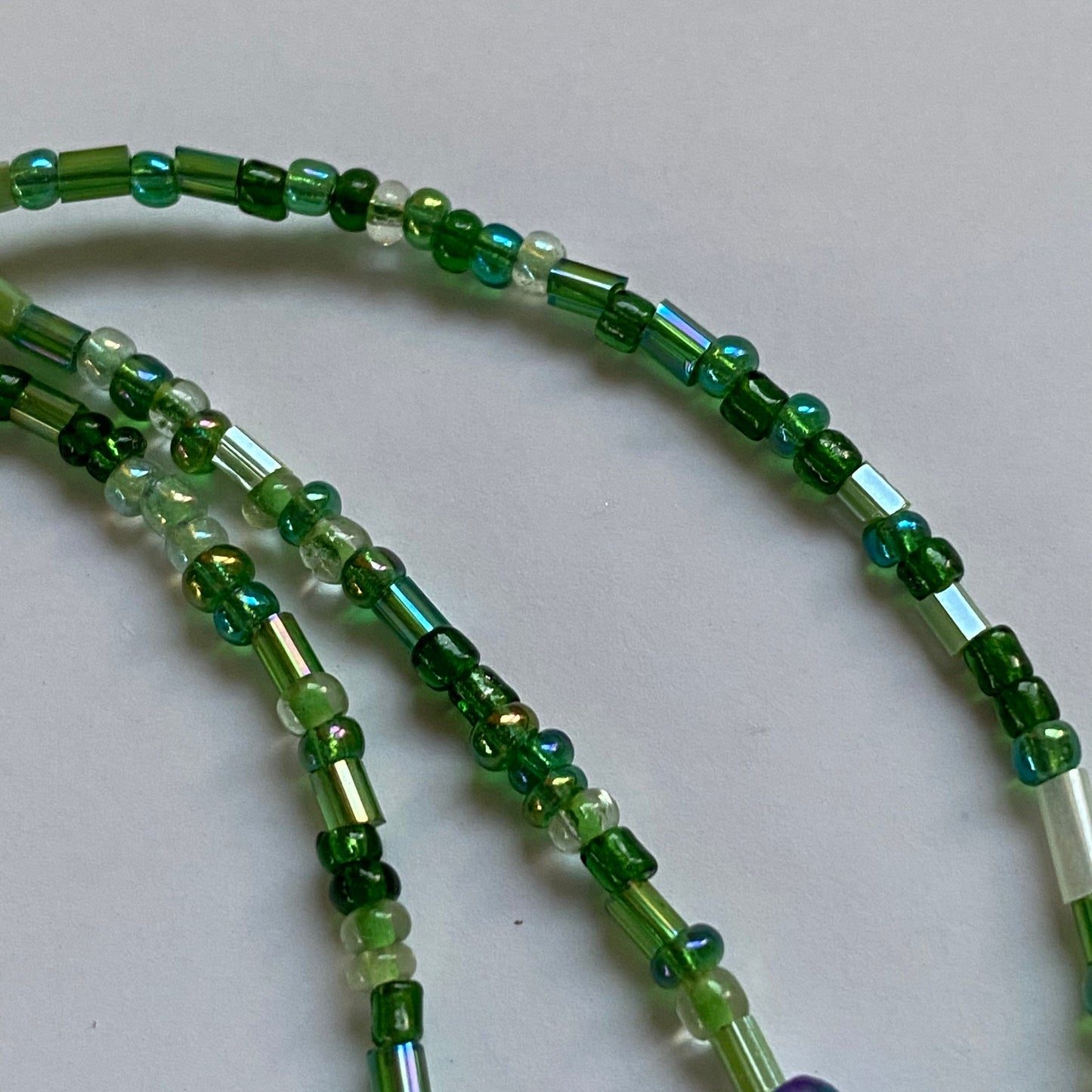 Spring shades of green eyeglass chain