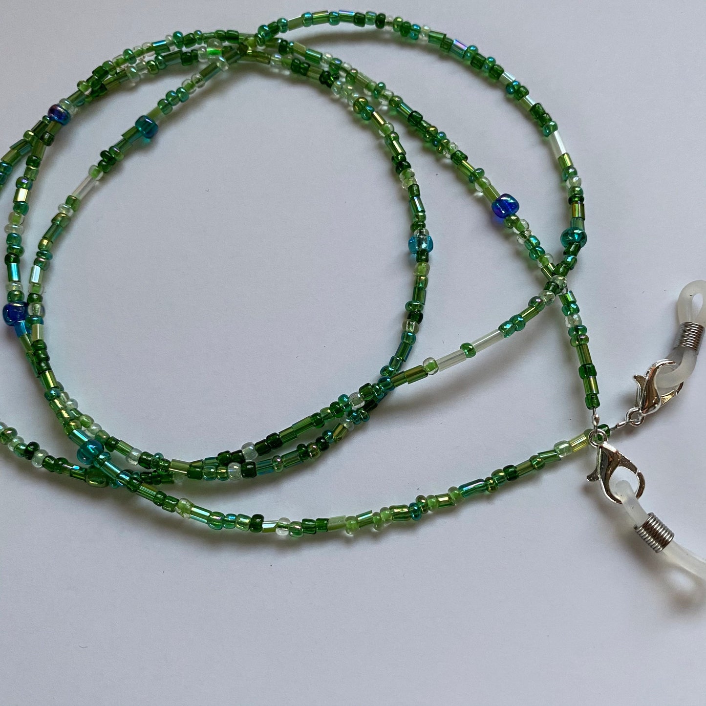 Spring shades of green eyeglass chain