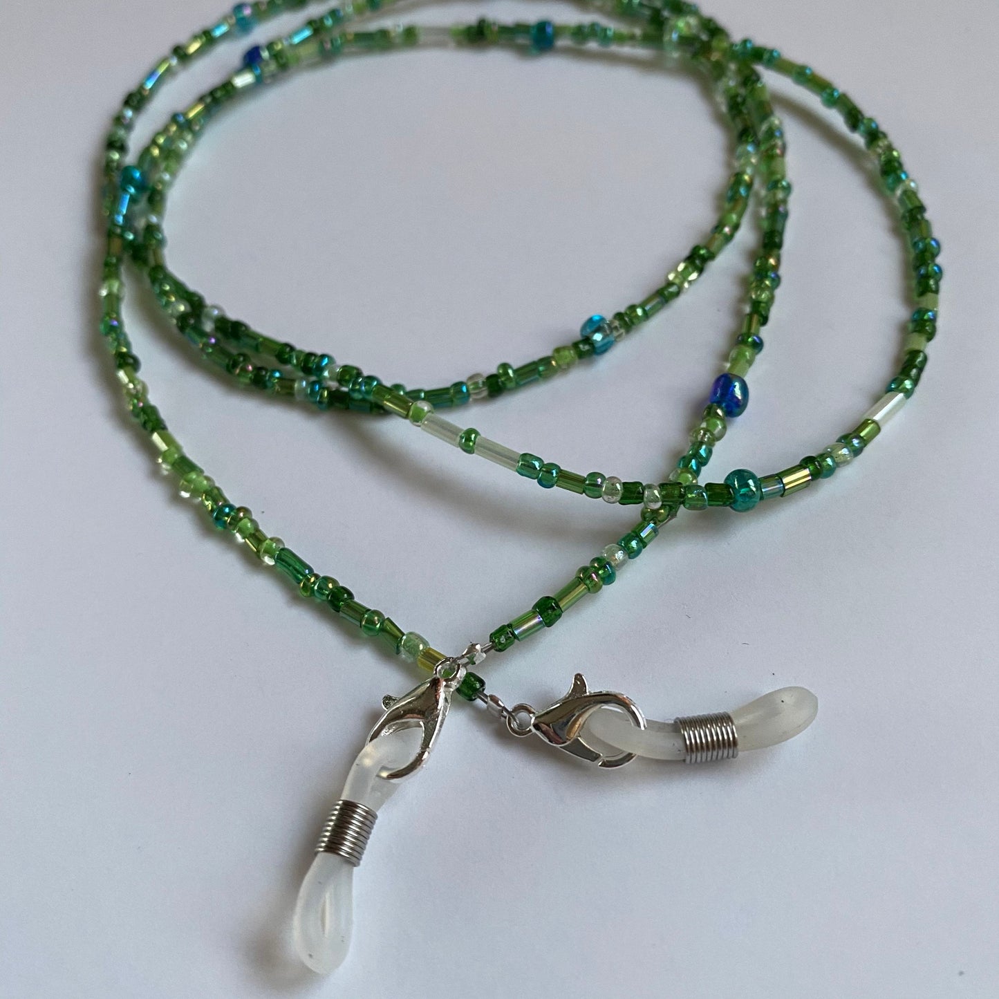 Spring shades of green eyeglass chain