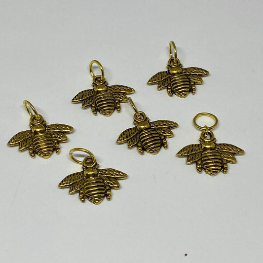 Six golden bees, stitch markers for knitting