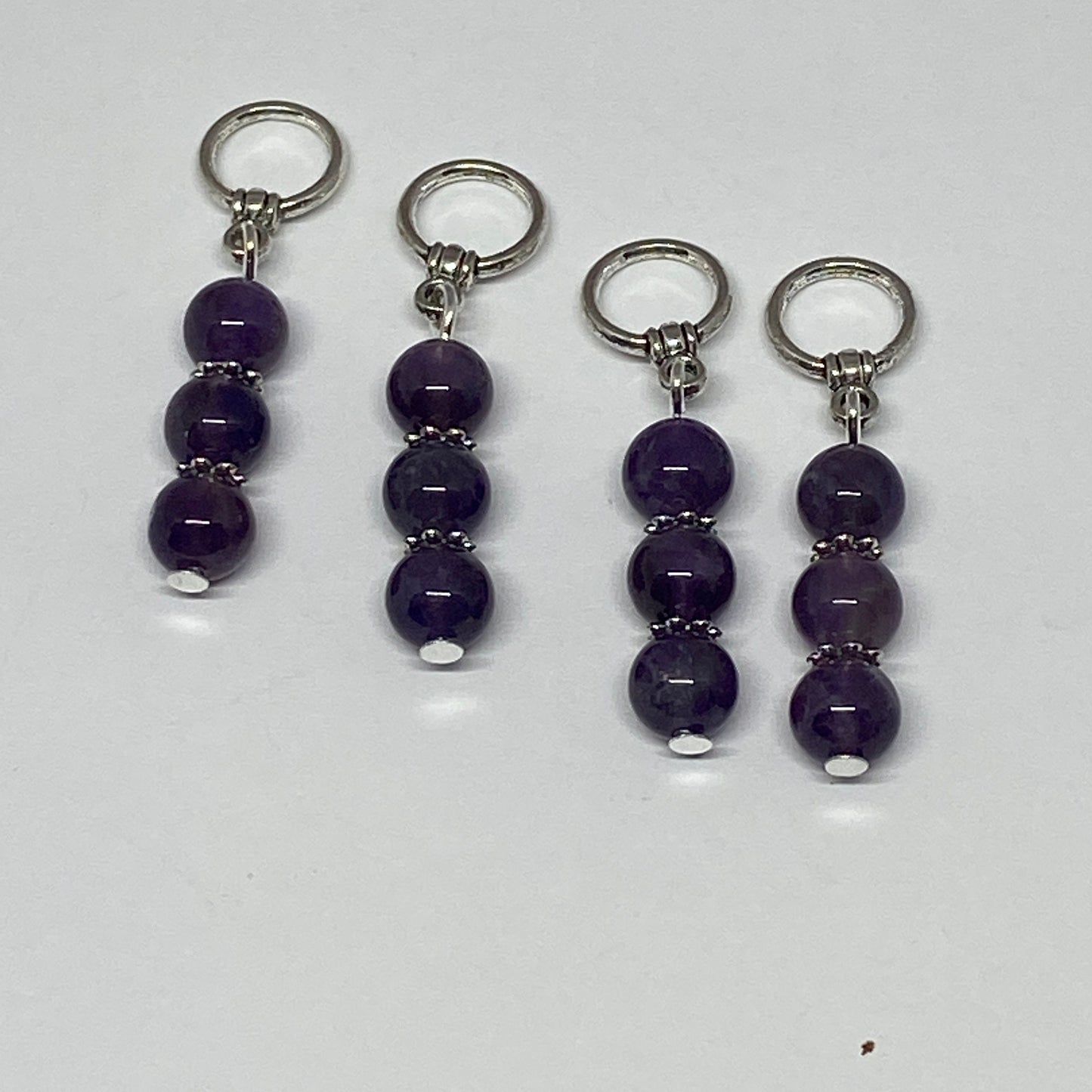 Amethyst stitch markers, set of four luxury knitting markers