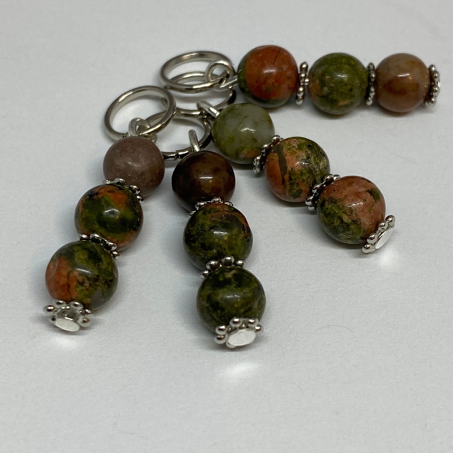 Luxury stitch markers with earth toned jasper beads