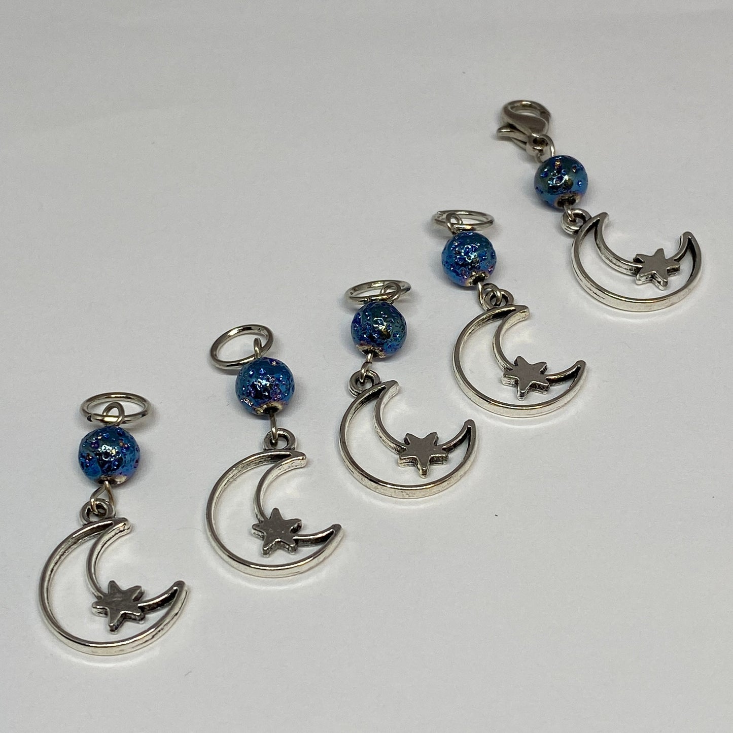 Moon and star celestial stitch markers