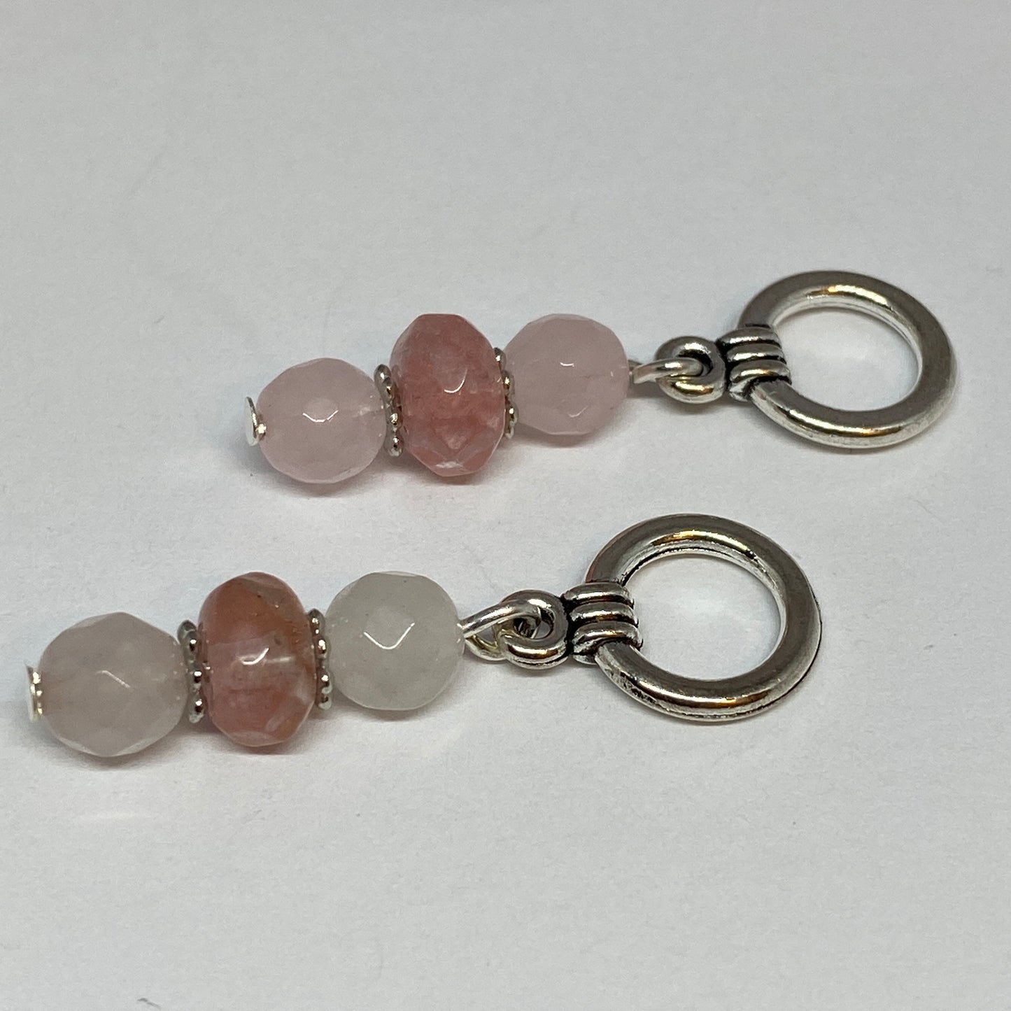 Rose quartz and tourmaline stitch markers