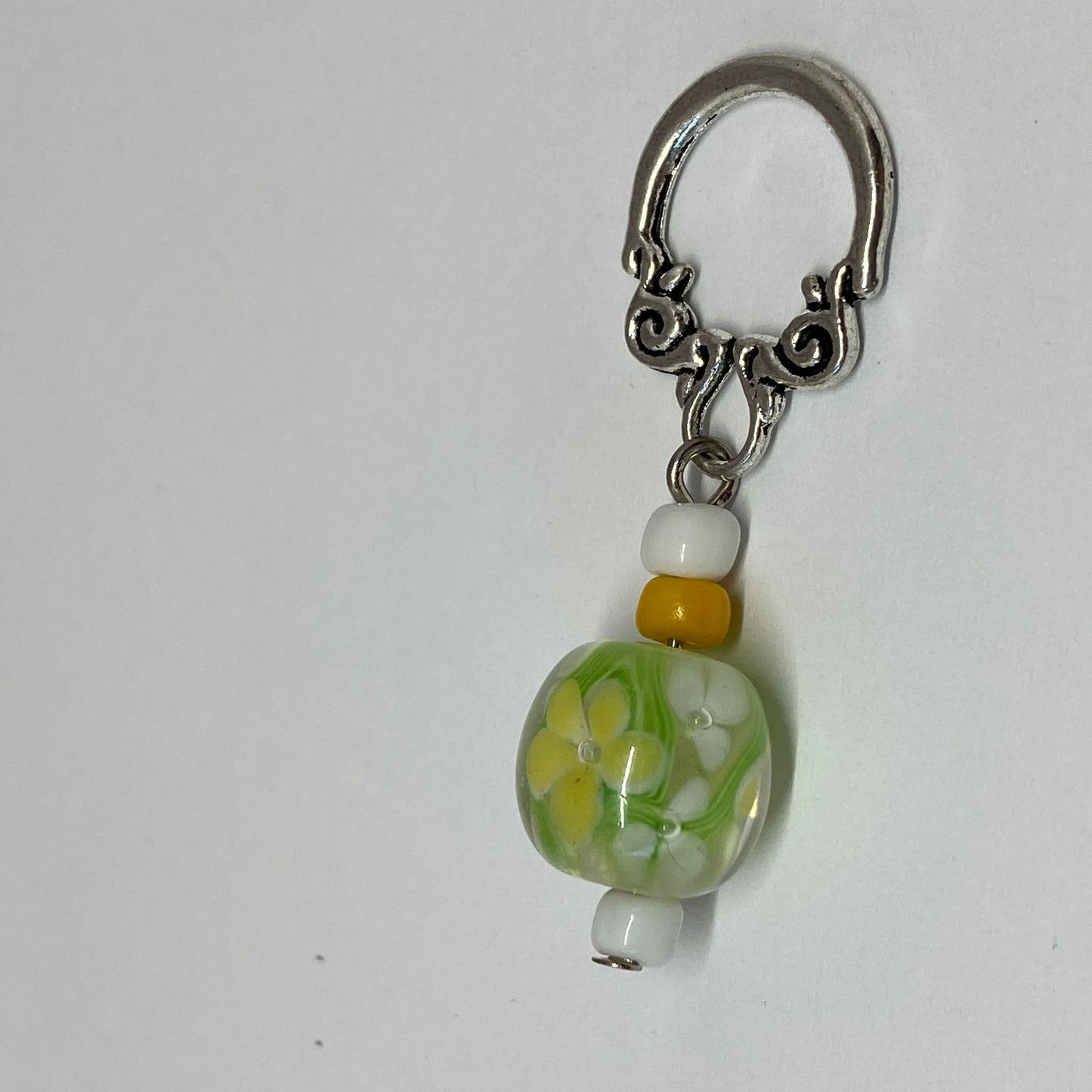 Green floral stitch markers