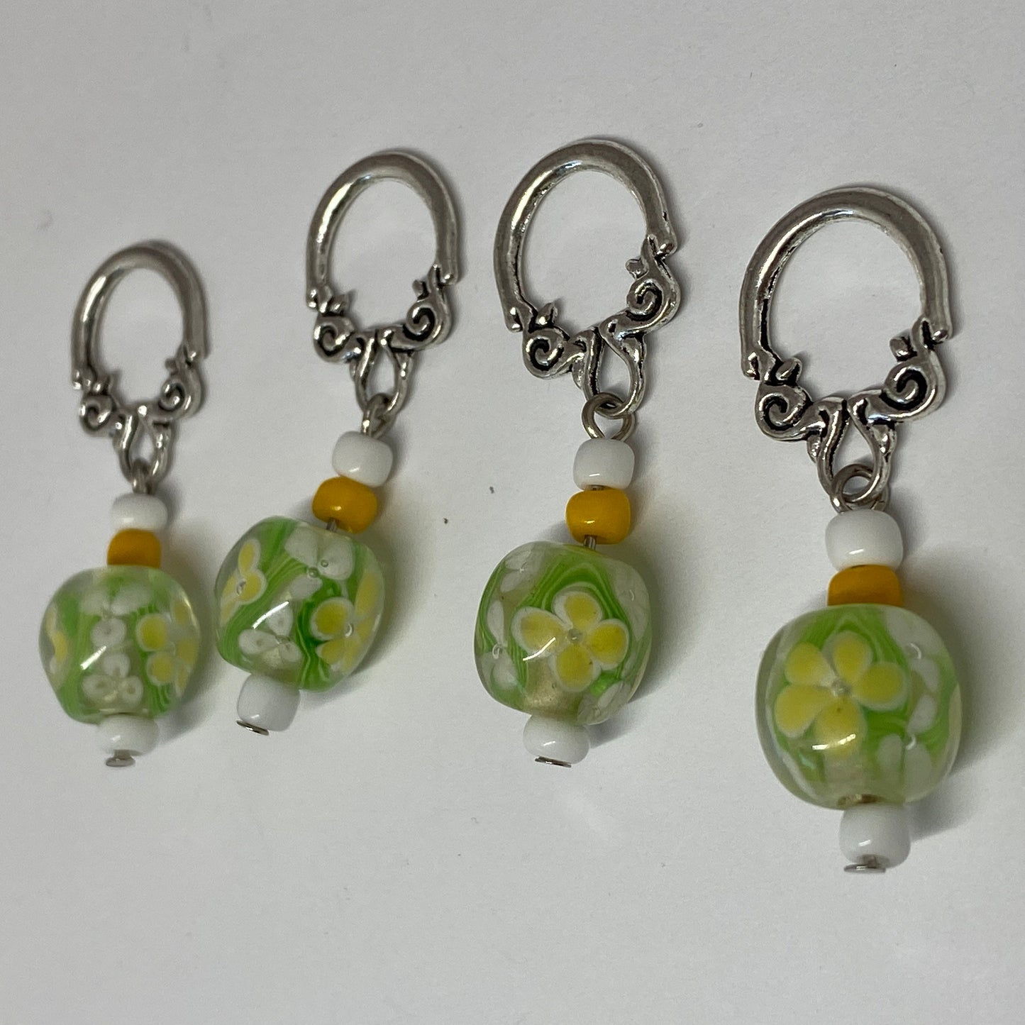 Green floral stitch markers