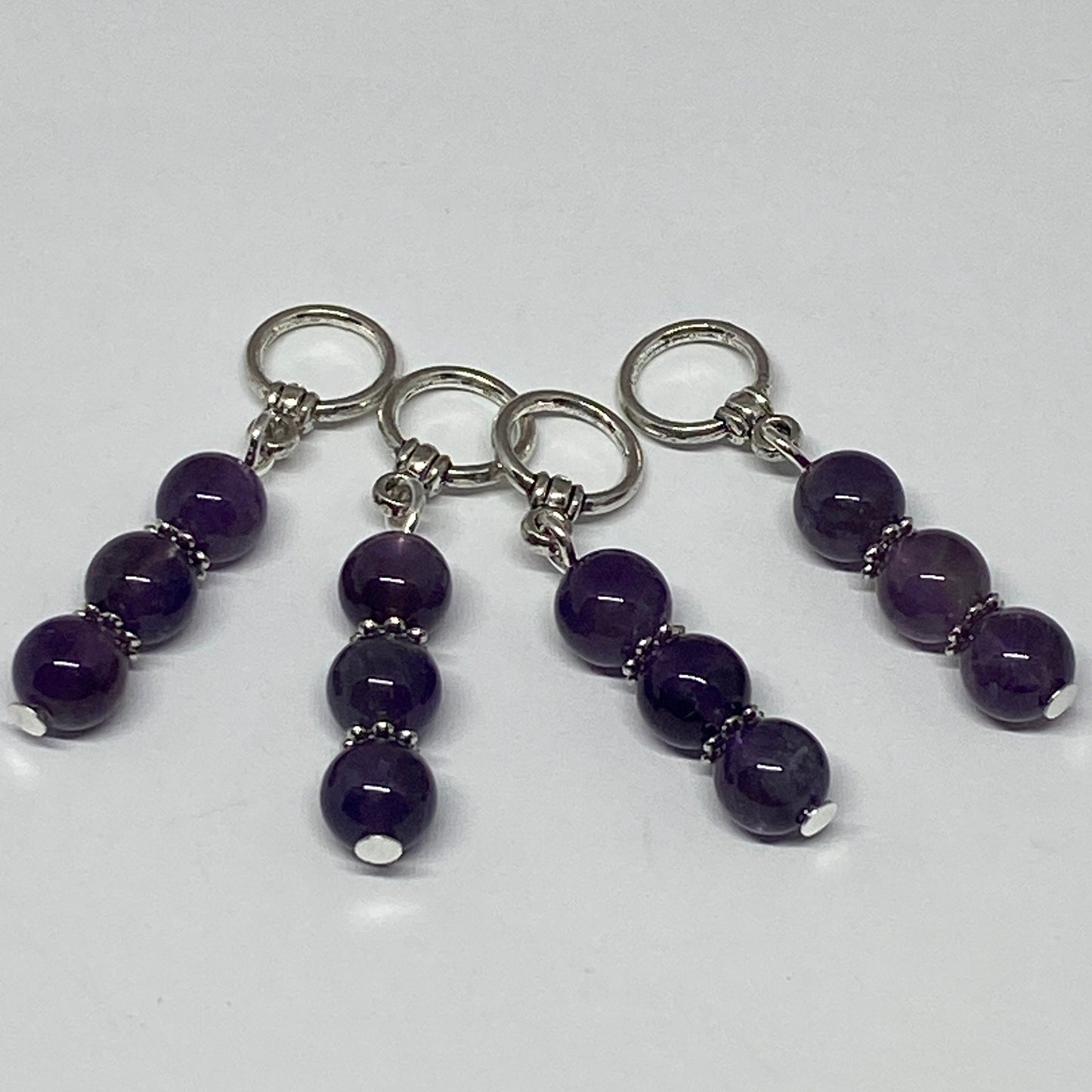 Amethyst stitch markers, set of four luxury knitting markers