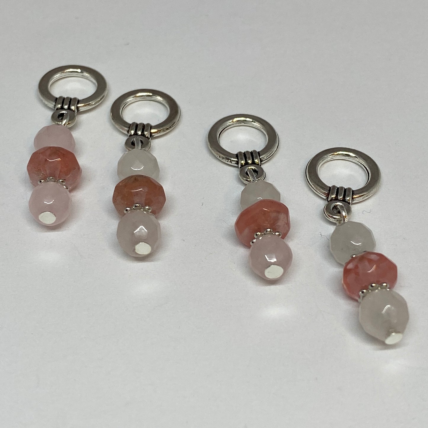 Rose quartz and tourmaline stitch markers