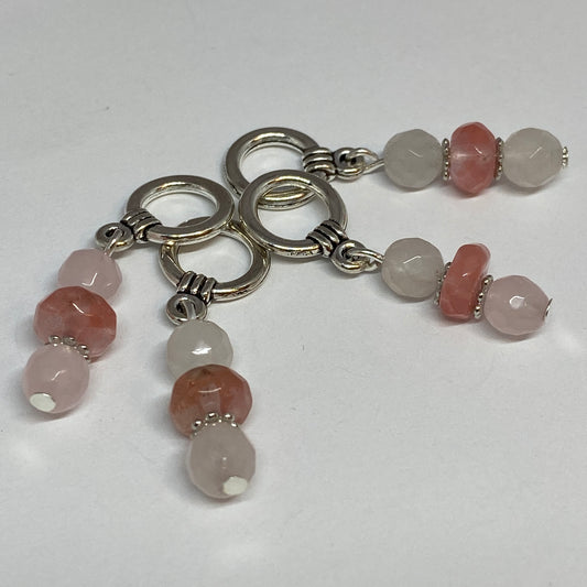 Rose quartz and tourmaline stitch markers