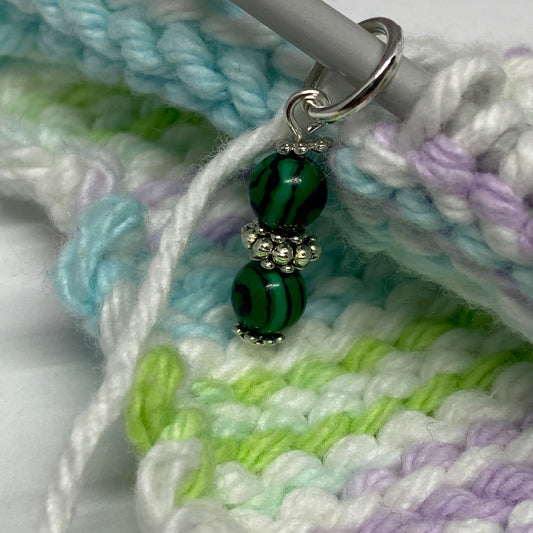 Malachite set of four decadent knitting markers