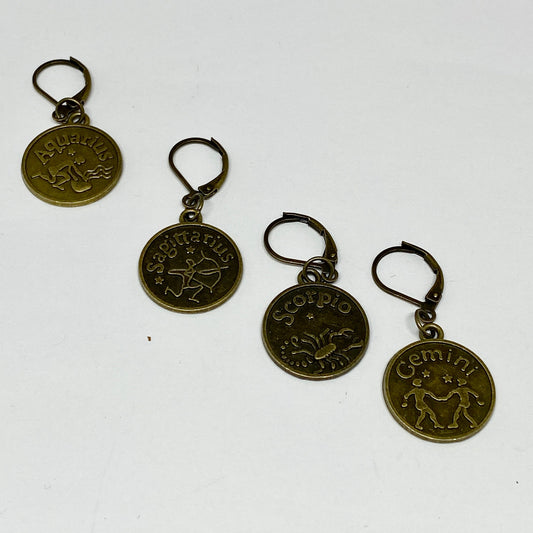 Zodiac sign stitch markers ,set of four