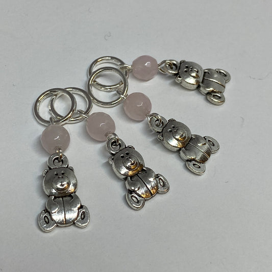 Teddy bear stitch markers for knitting, set of four