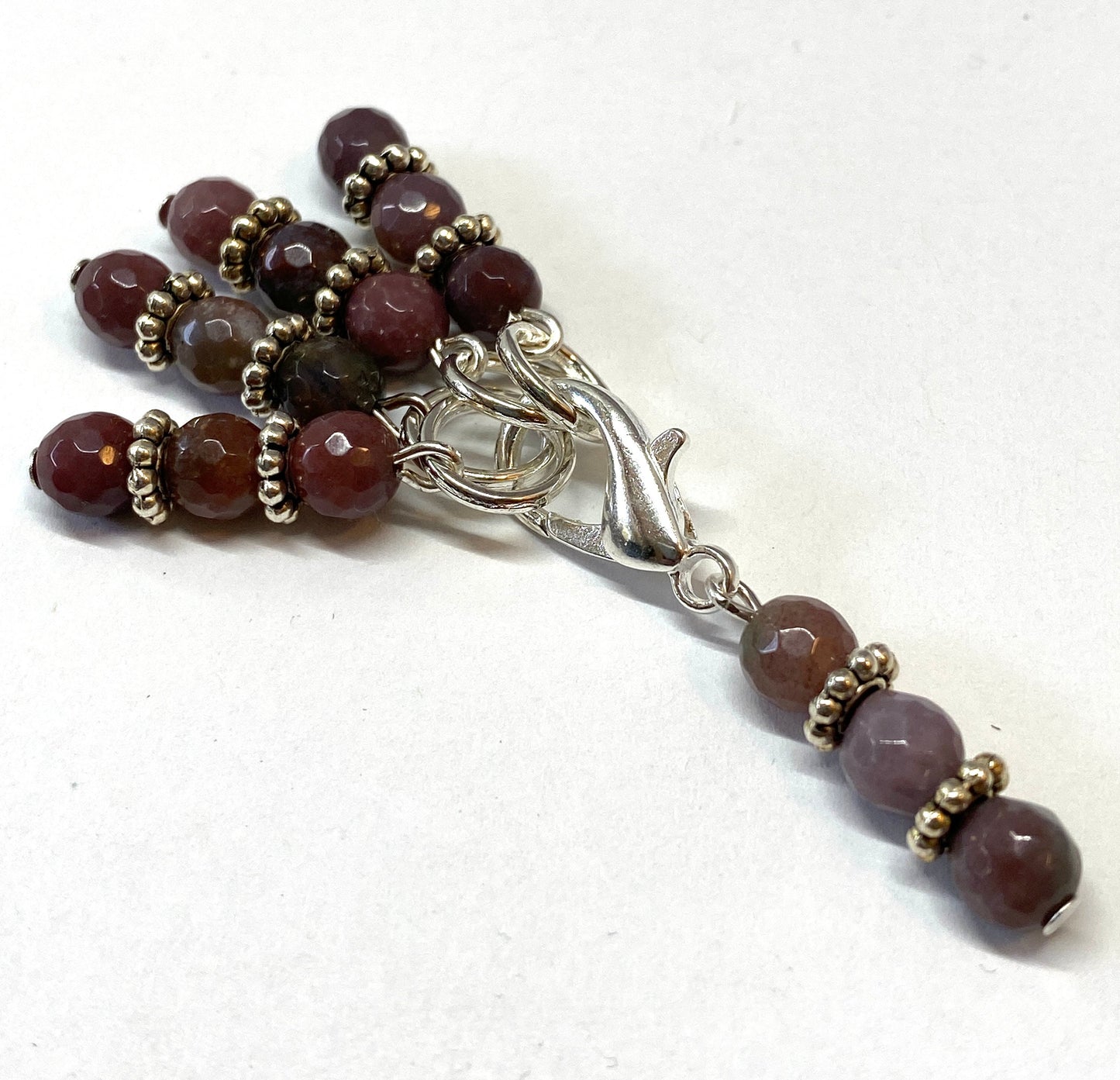 Mauve agate stitch markers and stitch holder