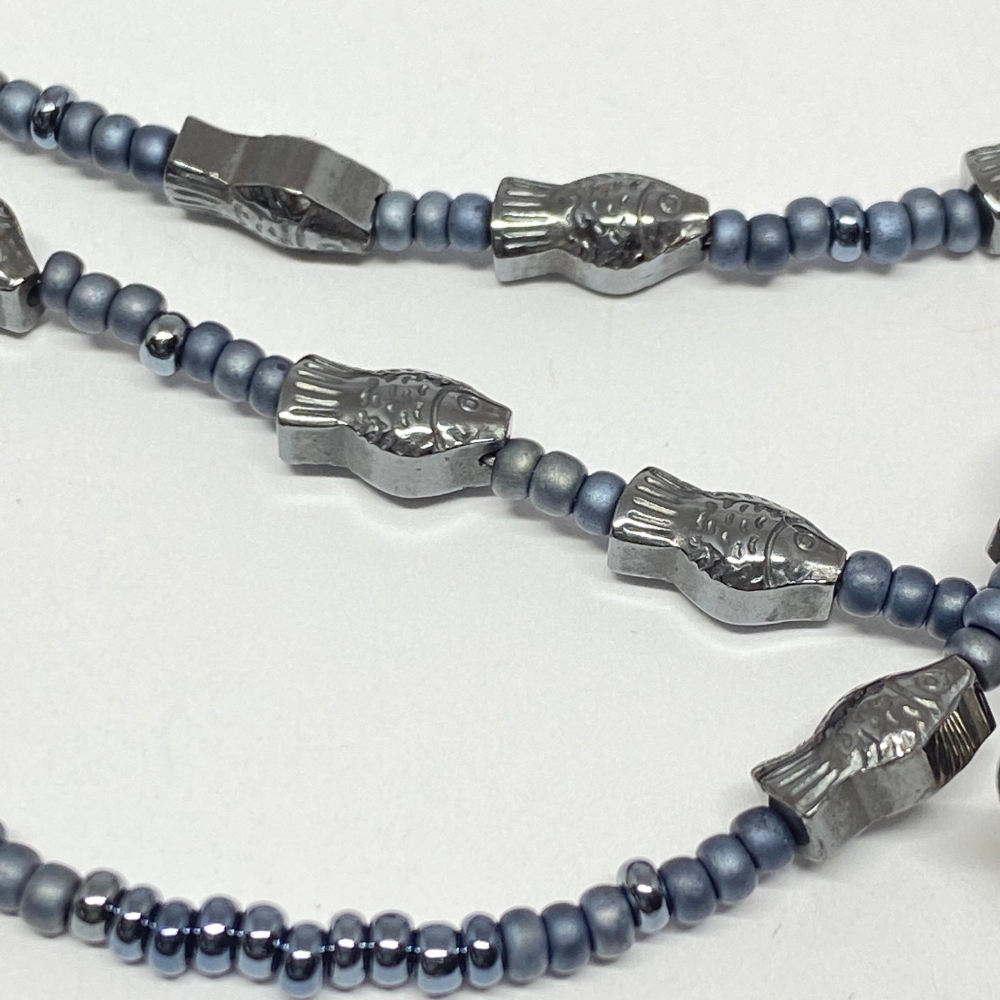 Hematite fish eyeglass chain